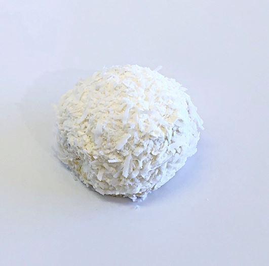 Single SnowBall  · Moist yellow cake filled with cream and raspberry jam. Top layer is domed and covered with whipped cream and coconut.