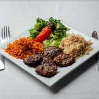 Kofte Kebab · Minced beef and lamb From Kahana farm blended with onions, garlic, parsley and other spices.