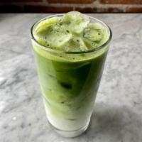 Iced Matcha Latte · Chilled Japanese Matcha green tea with milk. (unsweetened)