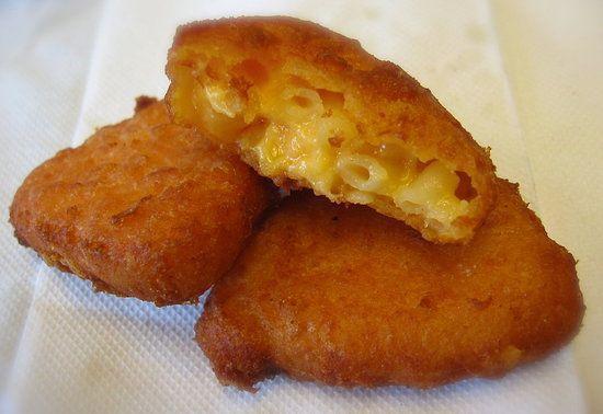 Mac and Cheese Bites · Deep fried triangle shaped batter covered mac and cheese