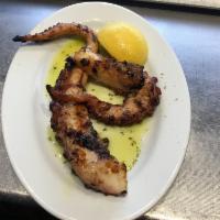 Octopus Skaras · Baby octopus lightly chargrilled and drizzled with olive oil and oregano.
