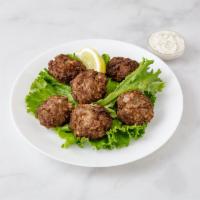 Keftedes · Greek meatballs.served with choice of rice /lemon potatoes/peas or ff