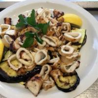Char-Grilled Combination · Octopus, whole calamari and fresh vegetables chargrilled.