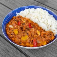 Black Eyed Pea Stew  · Black eyed peas and veggies stew served over white rice. Vegan.