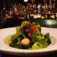 Little Gem Salad · little gem lettuce, marinated baby mushrooms, roasted red peppers, red onion, red wine vinai...