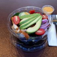 Create Your Own Tossed Salad · Includes choice of greens, meat, 4 toppings and dressing.