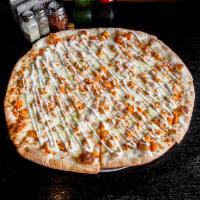 Buffalo Wing Pizza · Spicy sauce, diced chicken, bleu cheese and celery.