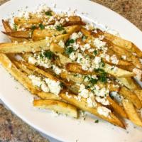 Greek fries · Fresh cut fries with melted feta cheese and fresh oregano