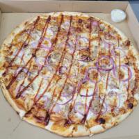 BBQ Pork Pizza · Original BBQ sauce, pulled pork, red onions, and coleslaw.