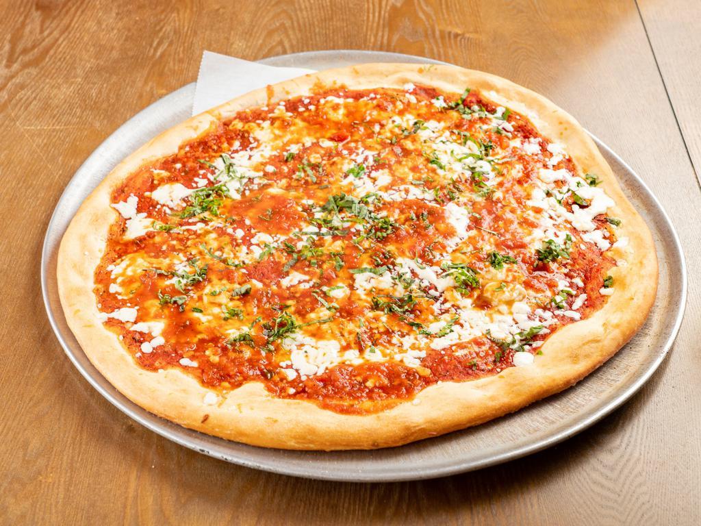 Owner's Special · Thin crust pie, fresh mozzarella, fresh basil, pizza sauce and spaghetti sauce.