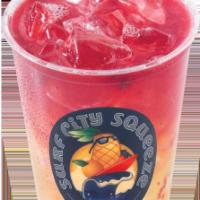 Raspberry Lemonade · Fresh squeezed lemonade blended with real fruit and served over ice.