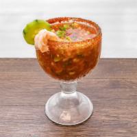 Shrimp cocktail  · 8 Large fresh jumbo shrimp with onions, tomatoes, cilantro, cucumber and avocado. Served wit...