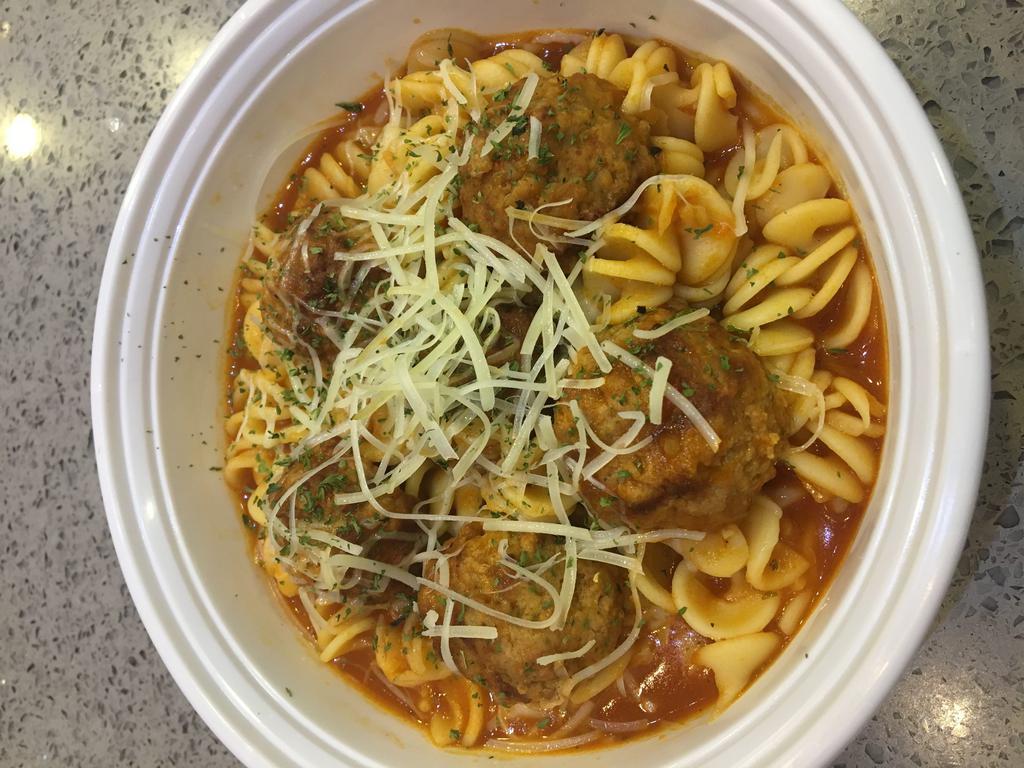 Pasta with meatballs  · house special tomato sauce with meatballs on pasta , parmesan cheese on top .