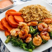 Shrimp Hibachi Dinner · Served with  fried rice, sweet carrots,broccoli and house salad.