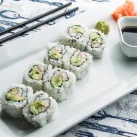 California Roll · Crab meat, avocado and cucumber. All cooked, no raw fish.