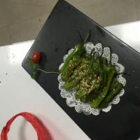 Shishito Pepper · Grilled shishito pepper with Japanese seasoning.