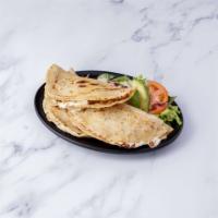 Order of quesadillas · 3 fresh made corn tortillas filled with melted cheese or choice of meat. Served with salad.