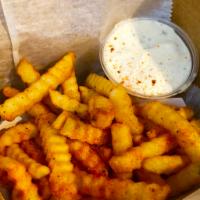 Cajun seasoned fries · Ranch dip on side