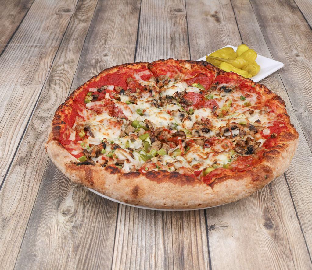 Supreme Pizza  · Pepperoni, sausage, onions, mushrooms and green peppers. 