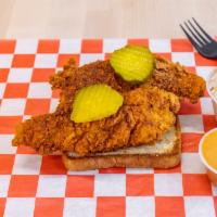 Tendies · 2 pieces. Nashville style hot chicken. Served with pickles, a side of coleslaw and birdies' ...