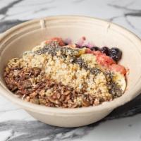 Oats Bowl · Steel Cut Oats over steamed Oat or Almond Milk, with your choice of Granola and Fruit Topping