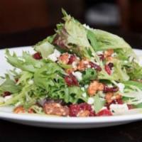 Abbey Tavern Salad  · Mixed greens tossed in our homemade raspberry vinaigrette with candied walnuts, dried cranbe...