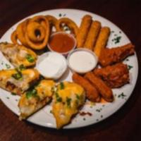 Abbey Combo  · Chicken wings, mozzarella sticks, potato skins, and onion rings. Served with all the dipping...