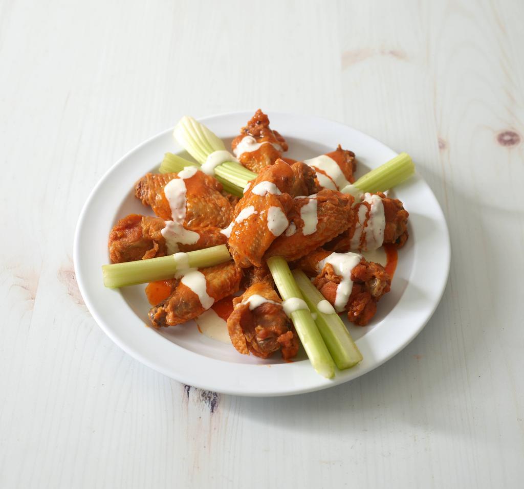 10 Piece Buffalo Chicken Wings  · Served with bleu cheese and celery.