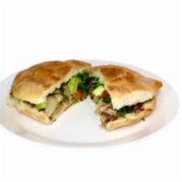 #22 - Torta  · Bread, Mayonnaise, Cheese, Choice of Meat, Lettuce, Tomatoes, Onions, Cilantro, Avocado, and...