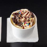 6. Birthday Cake Rolled Ice Cream  · Mixed birthday cake and Kit-Kat. Topped with crushed Oreos, wafer sticks and sprinkles. 