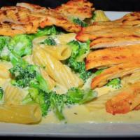 Rigatone with Broccoli and Chicken · Choice of Alfredo or garlic sauce.
