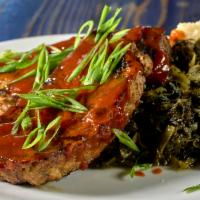 Social House 3-Meat Meatloaf · Ground bison, beef and pork meatloaf served with roasted garlic mashed potatoes, and mustard...