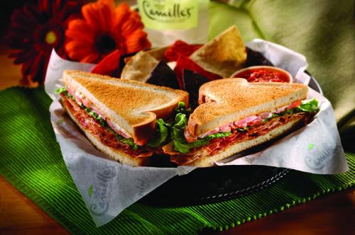 Classic BLT Sandwich · A classic bacon, lettuce and sliced tomato on your choice of bread. Served with tri-colored tortilla chips and fresh salsa.