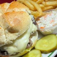 Gourmet Master Cheese Burger · 1/2 lb. Black Angus beef patty, melted extra sharp cheddar, mozzarella, & American cheese, l...