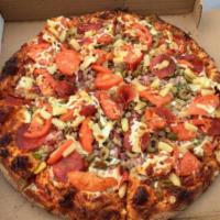 Pizza Stop Special · Pie with cheese, extra cheese, pepperoni, sausage, meatballs, anchovies, peppers- fresh, oni...