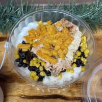 Sante fe Bowl · Grilled chicken, black beans, corn, pico de gallo, tortilla chips, topped with a dollop of s...