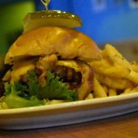 Build Your Own Burger · All burgers are served with lettuce, tomato, onion, and a
pickle. Served on a challah bun w...