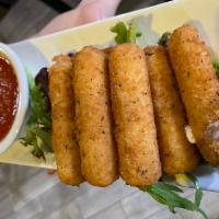 Mozzarella Sticks · Mozzarella cheese fried to perfection. Paired with homemade
marinara sauce for dipping.