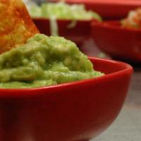Chips, Salsa and Guacamole · A creamy dip made from avocado.
