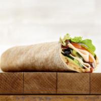 Mediterranean Wrap · Oven Roasted Turkey, Hummus, Kalamata olives, Cucumbers, Red Onion rings, and Field Greens s...