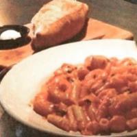 Seafood Pasta Rosa · bay scallops and shrimp simmered, tossed with penne in Alfredo and tomato oil...still most e...