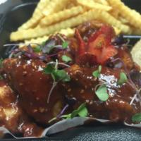 Purgatory Dinner · 8 piece wing dings with choice of 2 sides, Hawaiian roll and a soda.