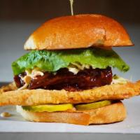 Kansas Chicken Sandwich · Batter Coated Crispy Fried Chicken Breast, BBQ Brisket, Lettuce, Tomato, Pickles, Coleslaw -...