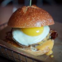 Bacon, Egg & Cheese Burger · Our homemade, hand-crafted made fresh to order 6OZ beef patty - Topped with
Bacon, fried eg...