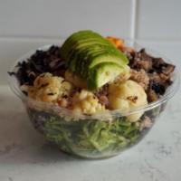 Winter Salad · Mix greens; buckwheat (kasha); roasted sweet potatoes; purple cabbage; marinated mushrooms; ...