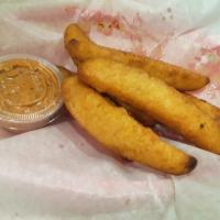 6 Fried Pickles · Served with Cajun ranch.