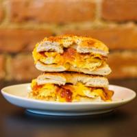 Everything Bagel · Cage-Free eggs and Your Choice of Cheese.
Add Thick-Cut Bacon