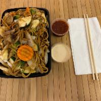 Vegetable and Noodles · Mixed Vegetables with house noodles sauteed in Soba sauce.  Includes house salad or spring r...