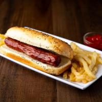 Plain Beef Hot Dog Combo · Served with fries and a drink.