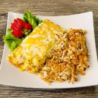 Denver Omelet Breakfast · Egg, cheese, ham, bacon, bell pepper and onion. Served with hash browns or fruit.